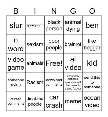 intagram reels bingo Card