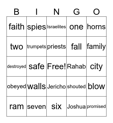 Walls of Jericho Bingo Card
