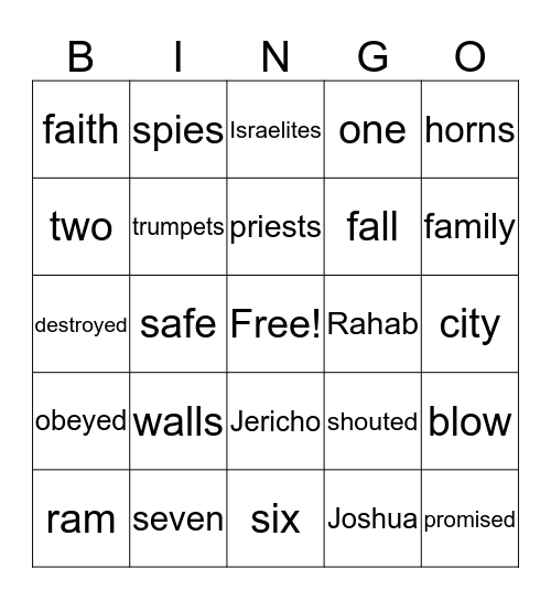 Walls of Jericho Bingo Card