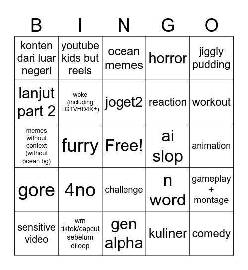 incognito reels ID Bingo Card