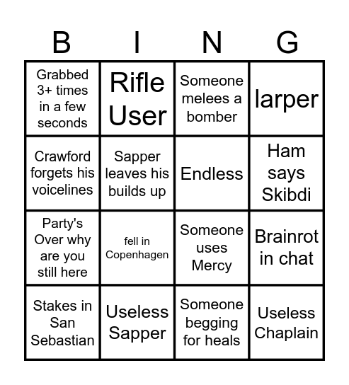 Bingo Sheet 2 Bingo Card