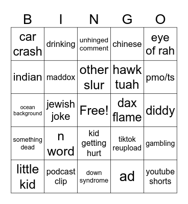 IG REELS Bingo Card