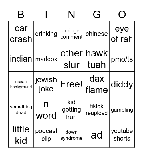 IG REELS Bingo Card