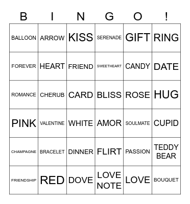 VALENTINE'S DAY! Bingo Card