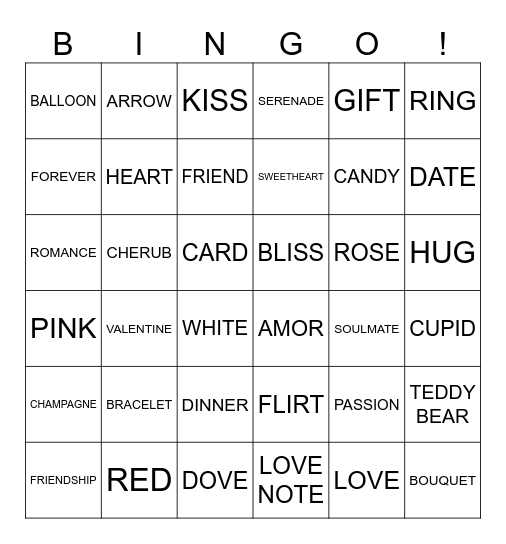 VALENTINE'S DAY! Bingo Card