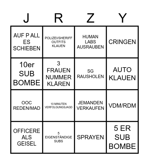 BINGO Card