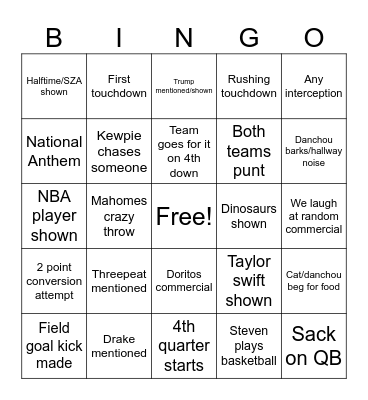 Super bowl 2025 Bingo Card