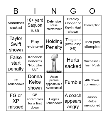 SUPERBOWL LIX Bingo Card
