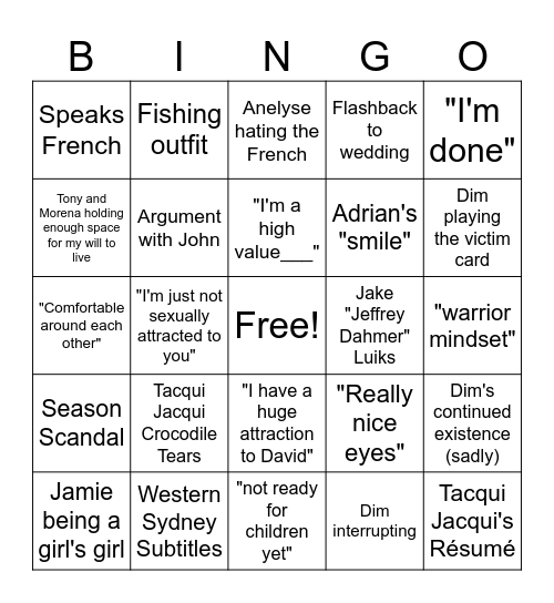 MAFS 2025 Bingo Card