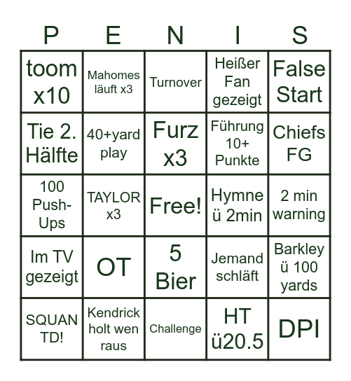 SB LIX Bingo Card
