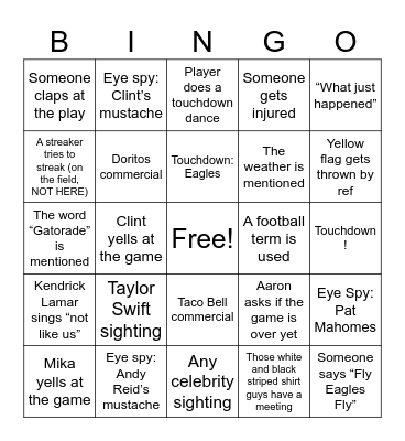 Super Bowl ‘25 Bingo Card