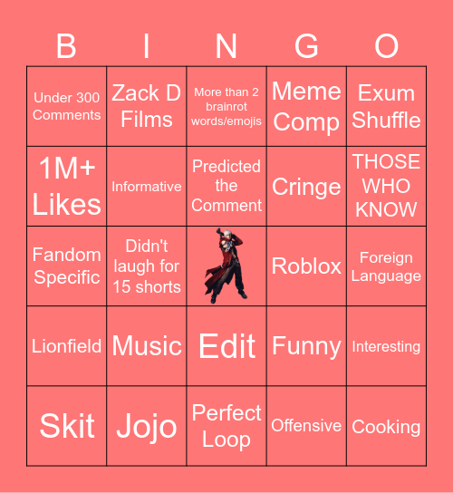 Youtube Shorts Bingo 5: Maniax (Featuring Dante from the Devil May Cry Series!) Bingo Card