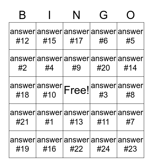 MATRICES REVIEW  Bingo Card