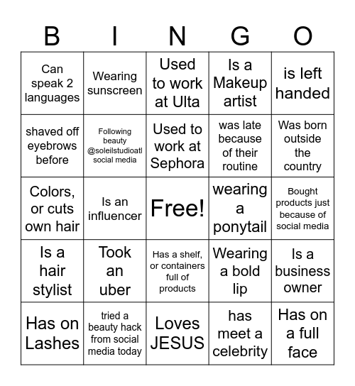 Mingle Bingo Card