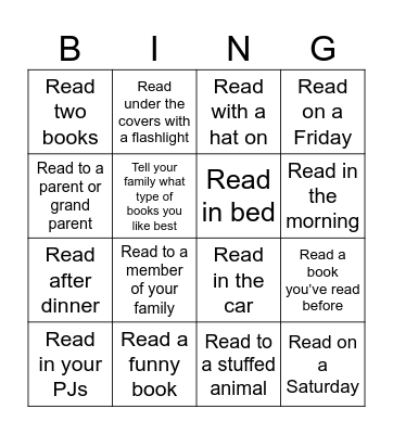 Vacation Reading Bingo Card