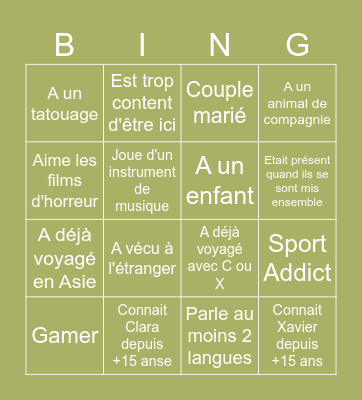 MARIAGE  CLARA & XAVIER Bingo Card
