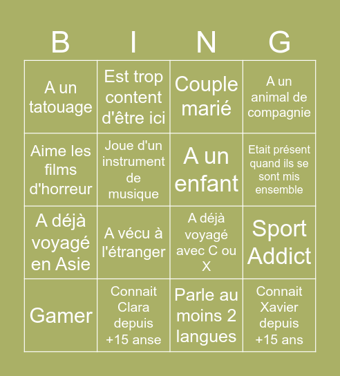 MARIAGE  CLARA & XAVIER Bingo Card