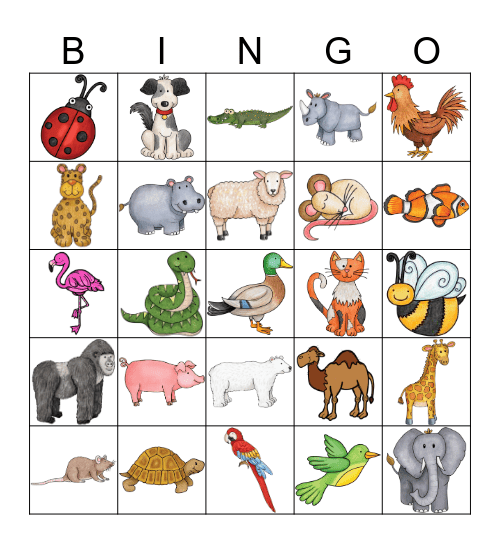 Tiere Bingo Card