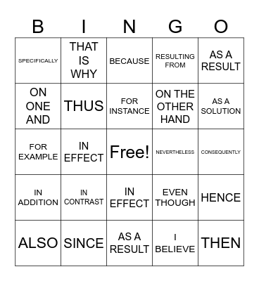 MARK THE GRAMMATICAL SIGNALS Bingo Card