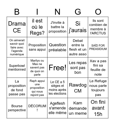 CM Bingo Card