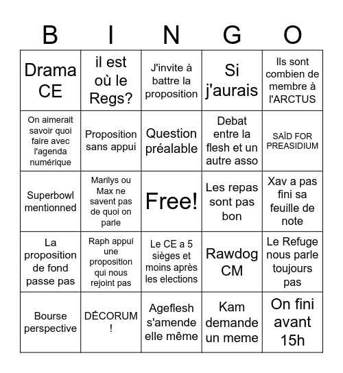 CM Bingo Card