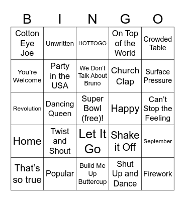 SINGO! Bingo Card