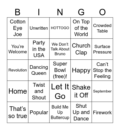 SINGO! Bingo Card