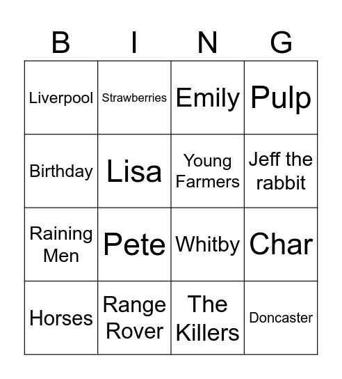 Mandy is 50! Bingo Card