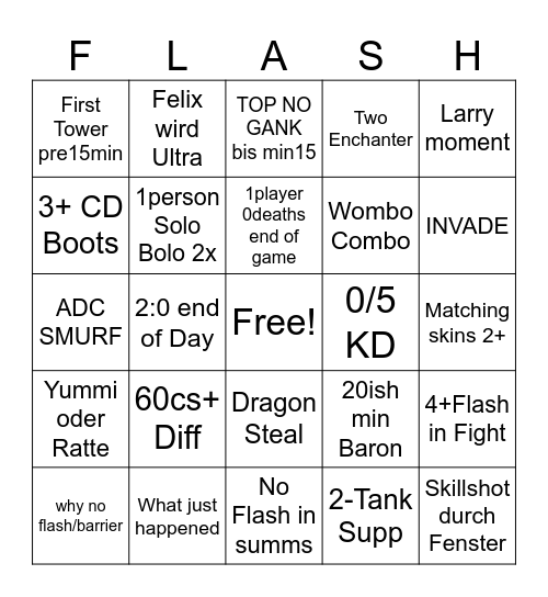 FLASH FORWARD Bingo Card