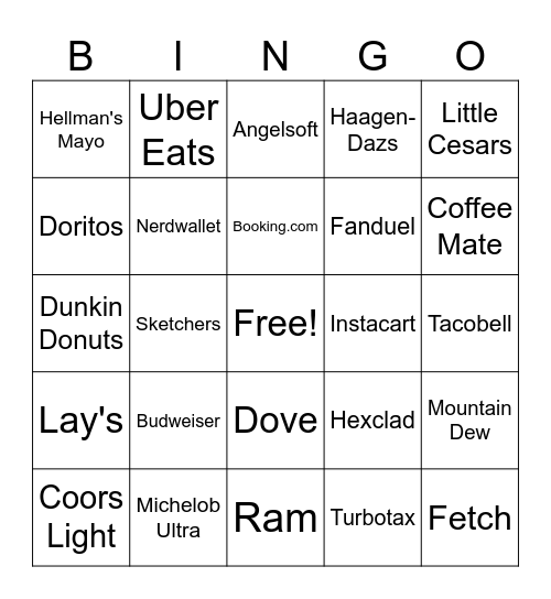 SUPERBOWL Bingo Card