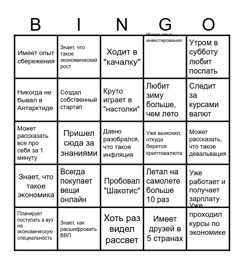 Найди того, кто... Bingo Card