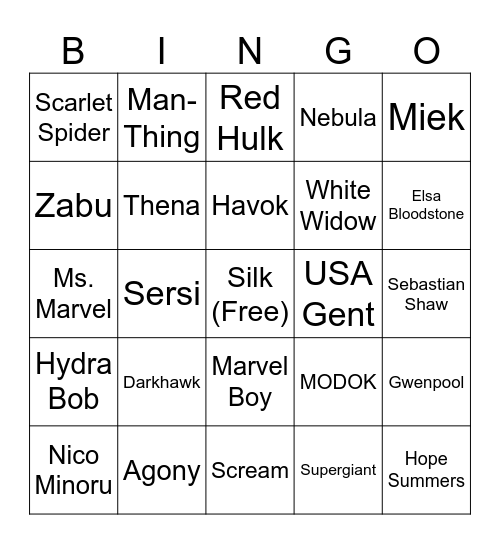 Series Drop Bingo Card