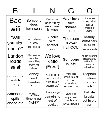 LAST DAY S&D TOURNEY Bingo Card