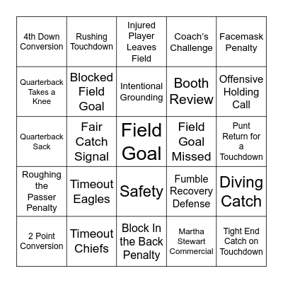SUPER BOWL LIX Bingo Card