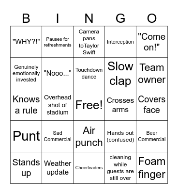 2025 Super Bowl Bingo Card