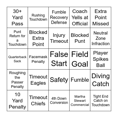 SUPER BOWL LIX BINGO Card