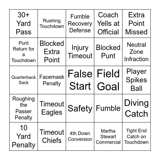 SUPER BOWL LIX BINGO Card