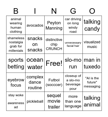 2025 Suprep Bowel Commercial Bingo Card