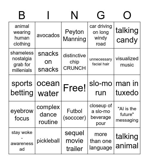 2025 Suprep Bowel Commercial Bingo Card