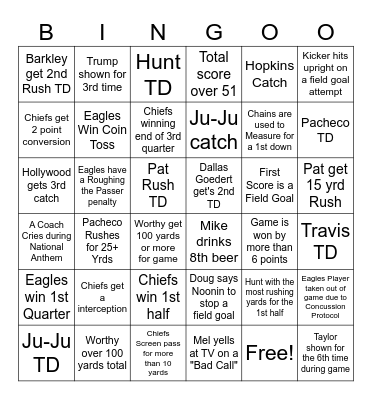 Super Bowl LIX Bingo Card