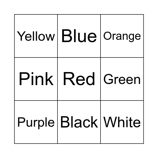 Color Bingo Card