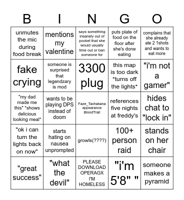 sunshinebread bingo Card