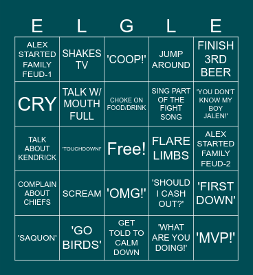 ALEX SUPER BOWL BINGO Card
