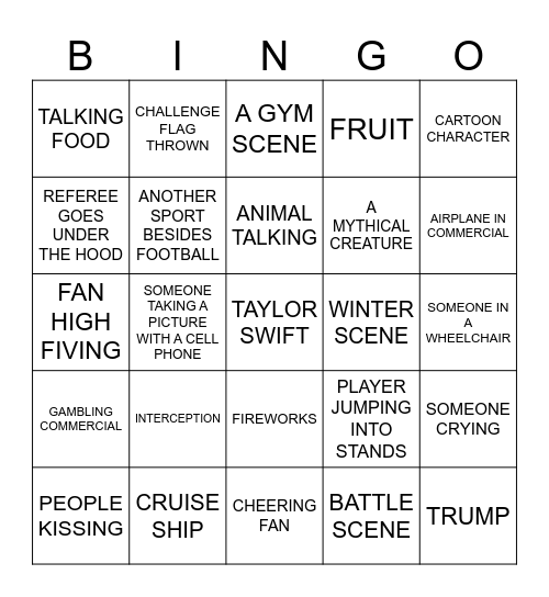 SUPERBOWL LIX Bingo Card