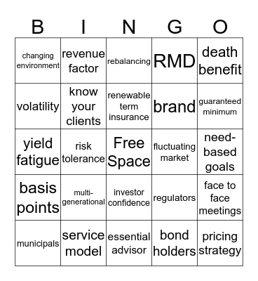 FFA Brokerage Sales Meeting Bingo Card