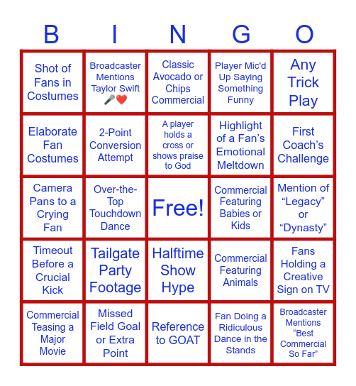 SUPER BOWL LIX Bingo Card
