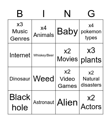 Infinicraft Bingo Card