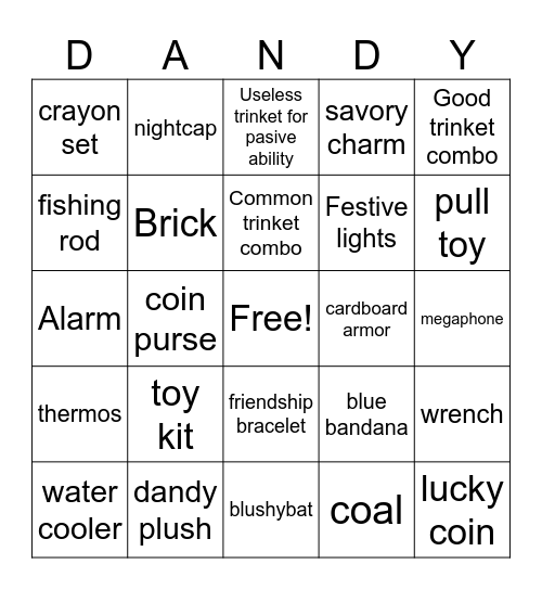 Trinket bingo Card