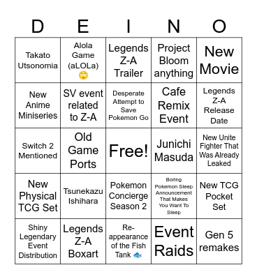 Pokemon Day 2025 Deino Bingo Card