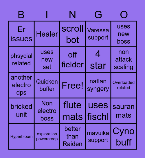 iansan bingo Card